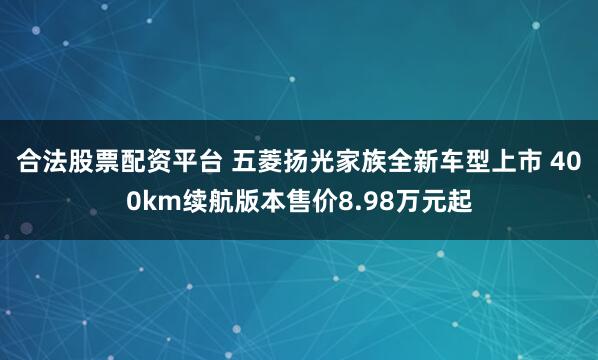 合法股票配资平台 五菱扬光家族全新车型上市 400km续航版本售价8.98万元起